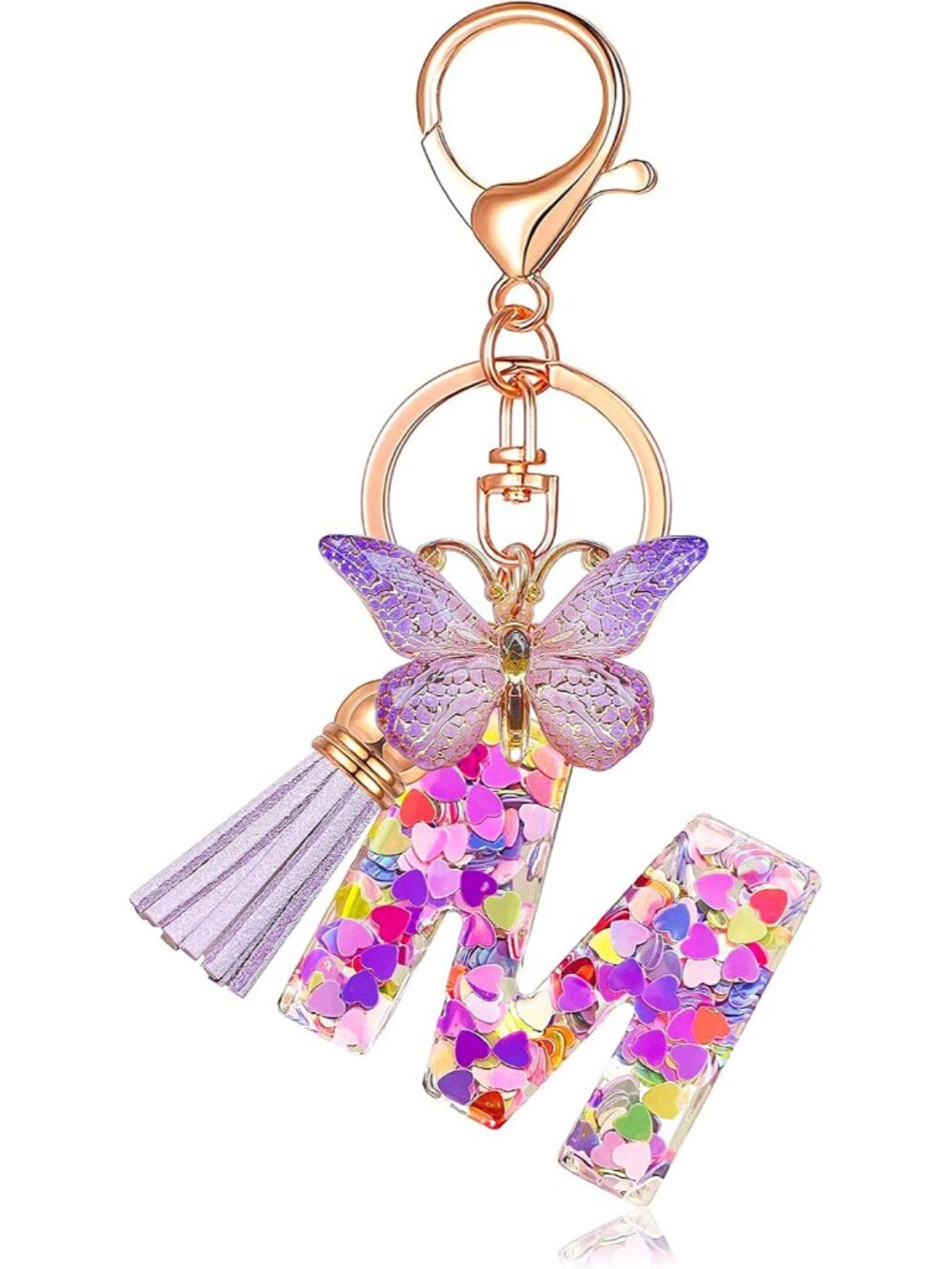 Butterfly Initial Letter Keychain Bag Charms for Women
